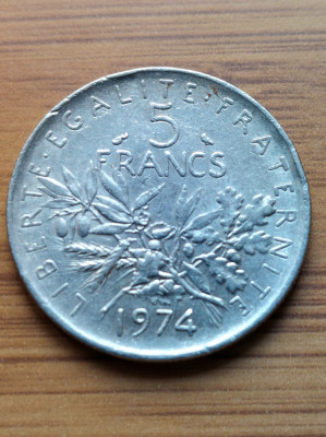 Moneda Franta 5 Francs 1974 foto