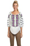 Bluza dama O25 alb/mov , marimea 2XL