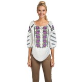 Bluza dama O25 alb/mov marimea S