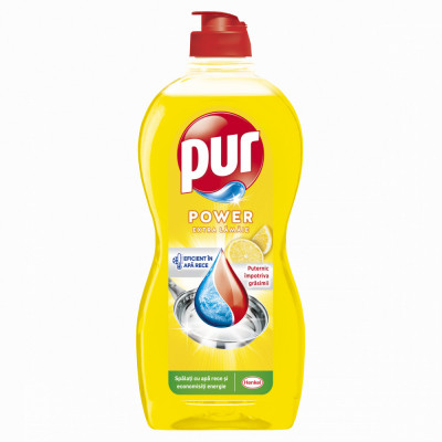 Detergent Lichid Pentru Vase, Pur, Duo Power Lemon, 450 ml foto