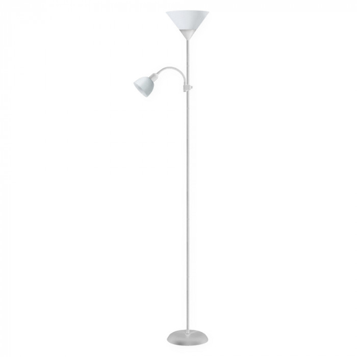 Lampa de podea Platinet PFLF066W , E27 si E14 , 180cm , metal si plastic , alba