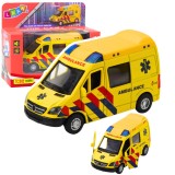 Ambulanta metalica cu efecte sonore si luminoase, galben, Lean 23181