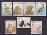 3-LAOS 1986=Animale-fauna-Girafa-leu-elefant-cangur-ursSerie de 8 timbre MNH, Nestampilat