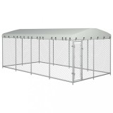 VidaXL Padoc pentru c&acirc;ini de exterior, cu acoperiș, 8 x 4 x 2 m