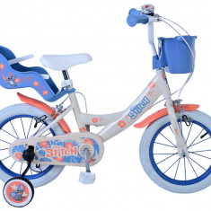 Bicicleta pentru fete Disney Stitch, 14 inch, culoare crem/coral, frana de mana PB Cod:21519-DR