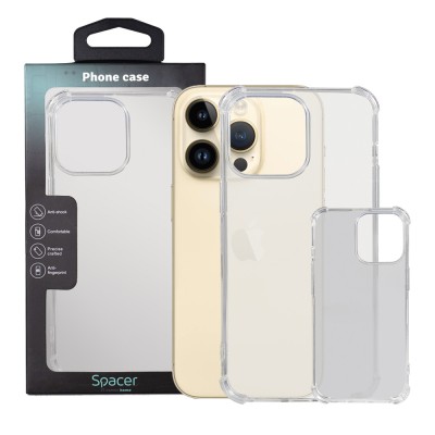 Husa Iphone 14 Pro Max Spacer, grosime 1.5mm, protectie suplimentara antisoc la colturi, material flexibil TPU, transparenta &amp;quot;SPPC-AP-IP14PM-CLR&amp;quot; foto