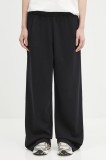 Pangaia pantaloni de trening DNA Double Jersey Pleated Trousers culoarea negru, cu imprimeu, 10002356