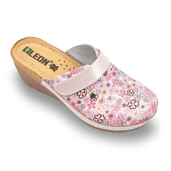 Saboti medicali Leon 1003 perla cu flori – dama Saboti medicali Leon 1003 perla cu flori – dama