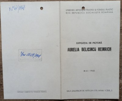 Pliant expozitie de pictura Aurelia Belicincu Heinrich 1968 foto