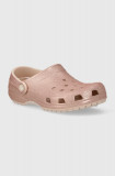 Crocs papuci Classic Glitter Clog femei, culoarea roz, 205942