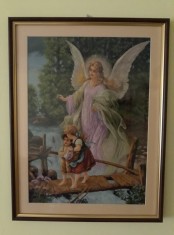 Goblen handmade VEGHEA INGERILOR inramat, dimensiuni 36/47 cm foto