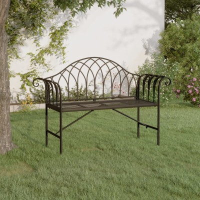 vidaXL Bancă de grădină cu 2 locuri, negru, 128 cm, oțel 318828 foto