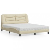 Cumpara ieftin Pat cu saltea, crem, 160x200 cm, material textil