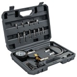 Tester de compresie pentru motoarele Diesel, interval de masura 0-70 bari, adaptoare bujii si injectoare, 19 piese, Powermat