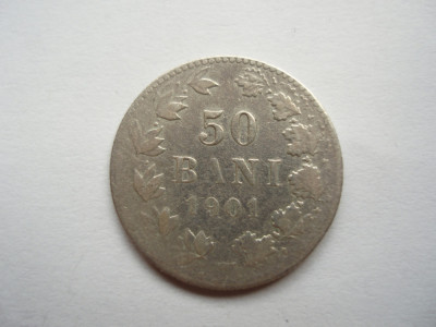 ROMANIA - 50 BANI 1901 , Ag835 , CAROL I , L14.51 foto