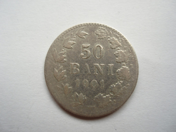 ROMANIA - 50 BANI 1901 , Ag835 , CAROL I , L14.51