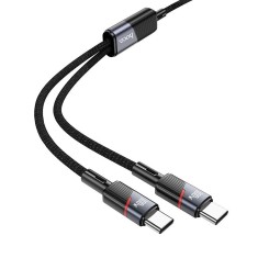 Cablu 2-in-1 USB-C to USB-C USB-C HOCO U139, 5A, 100W, 1.2m, Black