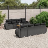 Cumpara ieftin Set mobilier de grădină cu perne, 9 piese, negru, poliratan