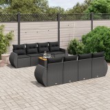 VidaXL Set mobilier de grădină cu perne, 9 piese, negru, poliratan