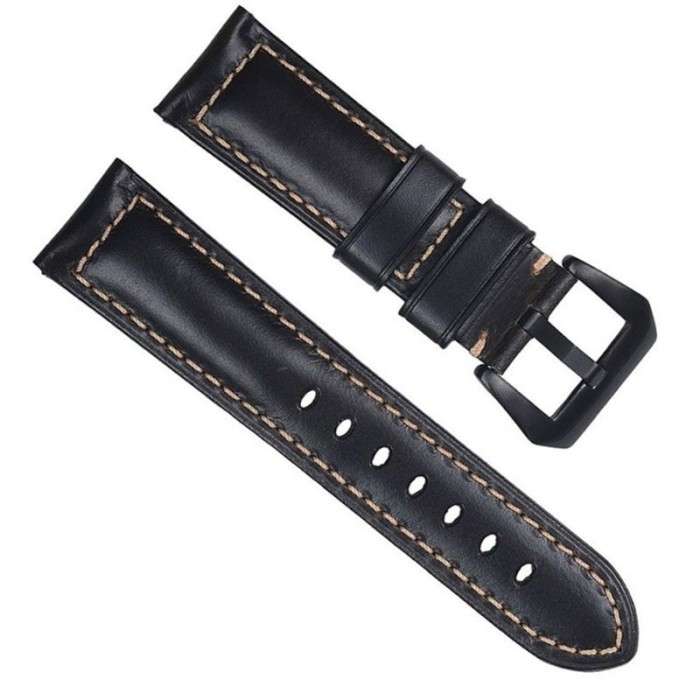 Curea piele naturala, compatibila Samsung Galaxy Watch Active 2, telescoape Quick Release, Negru