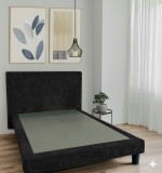 Pat Milano Premium din Lemn Masiv - 140&times;200 cm Negru / Pat