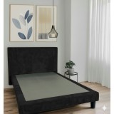 Pat Milano Premium din Lemn Masiv - 140&times;200 cm Negru / Pat
