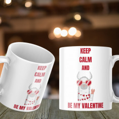 Cană personalizată cu alpaca "Keep Calm" Termosensibila-galben-interior