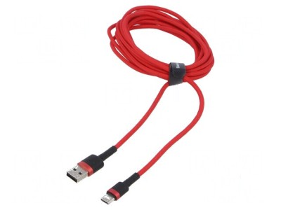 Cablu USB 2.0 A la C, 3m, roșu, 2A foto