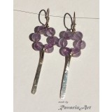 B118. Cercei coronita de ametist, fir de argint 925, Violet, 5.5 cm