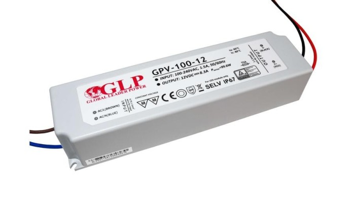 GLP GPV-100-12, sursă de alimentare GLP seria GPV 12V/8.3A, CV, fără PFC, carcasă din plastic IP67