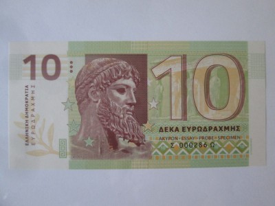 Grecia 10 Eurodrahme 2015 UNC specimen emisiune privată ediție limitată Gabris foto
