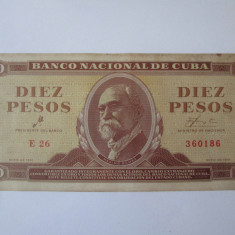 Rară! Cuba 10 Pesos 1961 semnătură Ernesto Che Guevara,M.Gomez/Fidel Castro