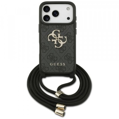 Husa pentru Apple iPhone 17 Pro, Guess, Crossbody Cord 4G Big Log, Neagra foto