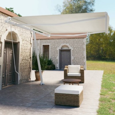 vidaXL Copertină autonomă retractabilă manual, crem, 450x350 cm foto
