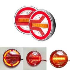 Set 2 Stopuri Auto LED Spate, Universale, diametru 140mm, pentru Remorca, Camion si Trailer, utilaje agricole, 12-24V, Semnalizare dinamica, Pozitie,