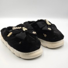 Papuci de casa cu blanita, Negru - 36-37