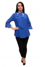 Bluza de primavara-vara din material cu aspect de voal, albastra foto