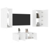 VidaXL Unități de perete TV cu LED-uri, 4 piese, alb, lemn prelucrat
