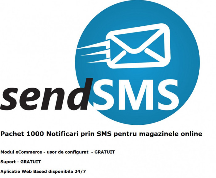 Pachet 1000 notificari prin SMS pentru magazine online - solutie web based