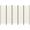 VidaXL Paravan de cameră cu 5 panouri, alb crem, 250 x 180 cm