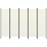 VidaXL Paravan de cameră cu 5 panouri, alb crem, 250 x 180 cm
