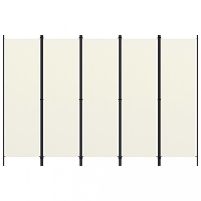 vidaXL Paravan de cameră cu 5 panouri, alb crem, 250 x 180 cm