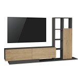 Cumpara ieftin Set mobilier living Damon, Pako World, Natural-Antracit, 140x29x39 cm