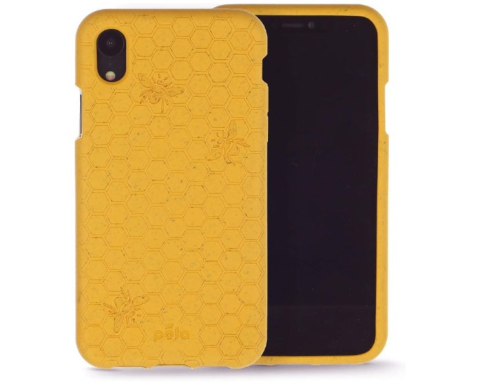 Husa Pela pentru iPhone XR: Eco-Friendly 100% biodegradabila, galben Honey Bee - RESIGILAT