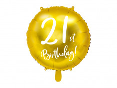 Balon 21st Birthday, Folie, Gold, 45 cm foto