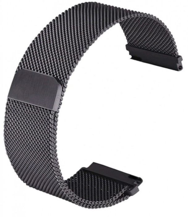 Curea tip Milanese Loop compatibila cu Fossil Gen 5 Smartwatch, Telescoape QR, 22mm, Negru, Size S