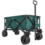 Outsunny Cărucior de Grădină cu M&acirc;ner Telescopic, Cărucior pentru Transport Obiecte p&acirc;nă la 70 kg, 108x55 cm, Verde | Aosom Romania