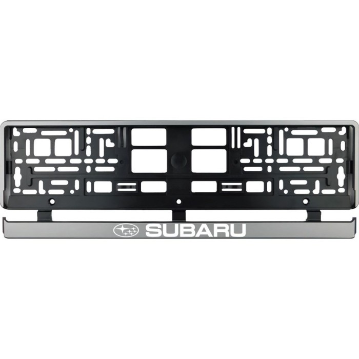 Set 2 bucati, suport numar inmatriculare argintiu Subaru