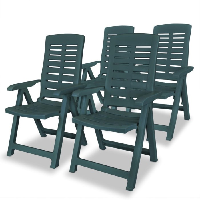 Gossi scaune gradina rabatabile, 4 buc., verde, plastic