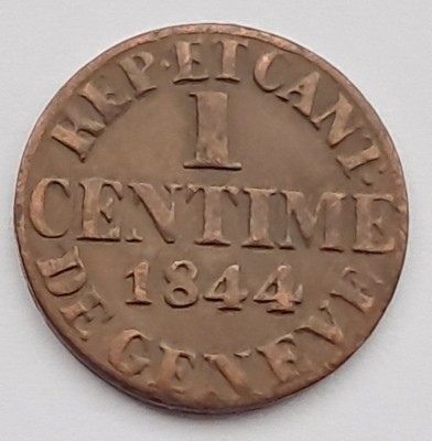 Elvetia, 1 Centime 1844 Geneva foto
